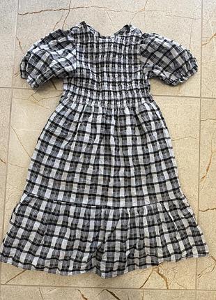 Сукня для дівчинки zara в клітинку чорно-біла на 8-9 років