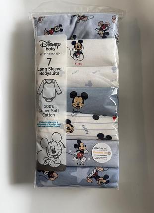 Боді для хлопчиків primark disney baby, 7 шт., довгий рукав, бавовна