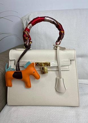 Сумка hermes kelly біла, шкіряна