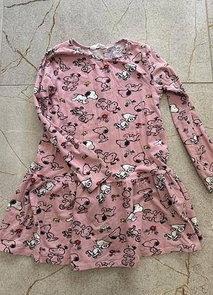 Сукня для дівчинки h&m рожева з принтом снупі