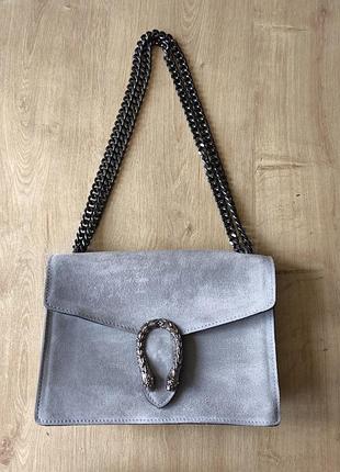 Стильна жіноча замшева сумка genuine leather, made in italy.