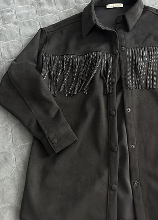 Рубашка бомпер замшевая pull and bear  вільна 3