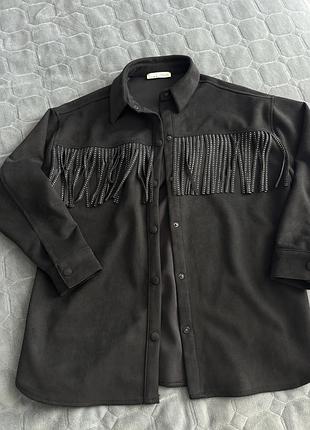 Рубашка бомпер замшевая pull and bear  вільна