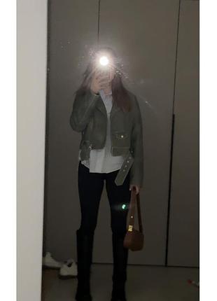 Куртка жіноча bershka косуха з еко-шкіри, розмір l
