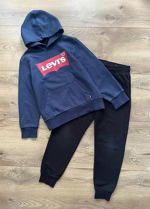 Спортивний костюм для хлопчика levi’s та h&m, утеплений, синій та чорний