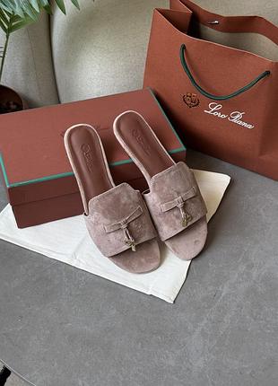 Loro piana summer charms sandal suede fossil