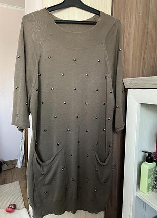 Коротка жіноча сукня stella mccartney, розмір м, бавовна, хакі