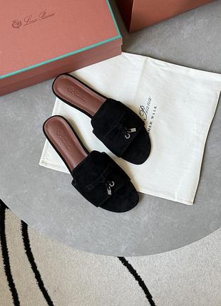 Loro piana summer charms sandal suede black
