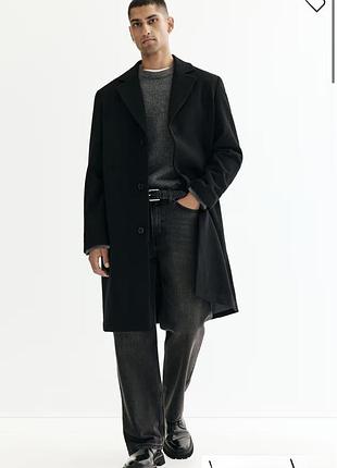 Класичне чорне вовняне пальто h&m man