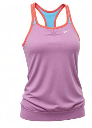 Майка спортивная nike dri-fit xl розовый меланж топ для фитнеса бега тренировок