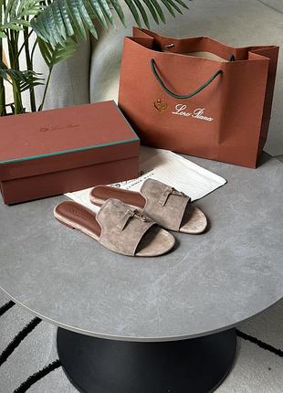 Loro piana summer charms sandal suede sandstone