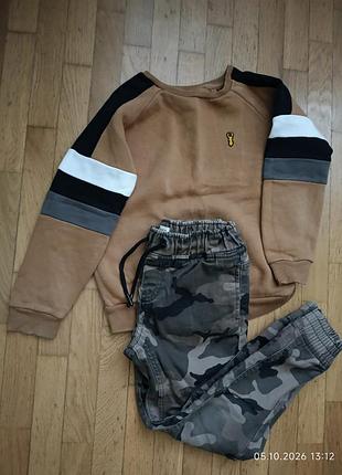 🍂🍂🍂стильний світшот next та камуфляжні джогери на хлопчика (костюм / комплект)🍂🍂🍂