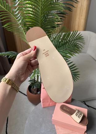 Miu miu raffia slide sandals beige 6