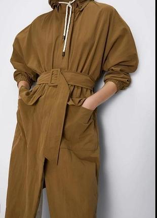 Плащ тренч zara вільного крою з нейлону