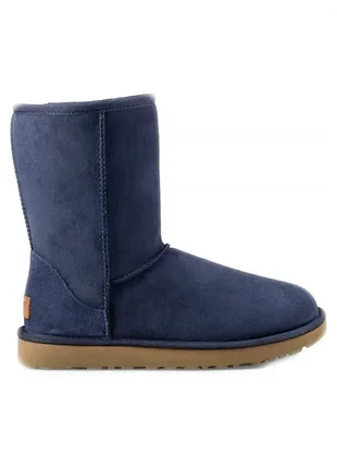 Женские угги замша синие классические ugg australia short leather navy