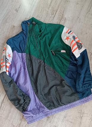 Винтажная куртка mdc (made in italy) 80s / ретро олимпийка анорак color-block / косая молния / vintage italian streetwear riri