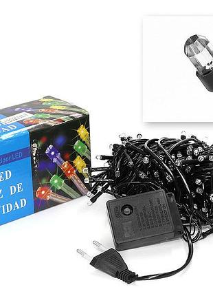 Гирлянда led200w-7 «рубинка», 200 led, белый свет, чёрный провод