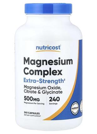 Магнієвий комплекс, 500 мг, magnesium complex, nutricost, 240 капсул