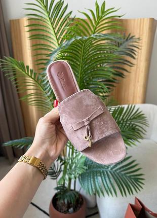 Loro piana summer charms sandal suede fossil