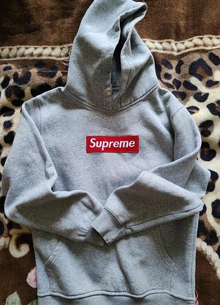 Худі жіноча supreme тепла сіра