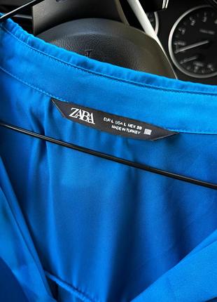 Сатинова синя блузка zara 4