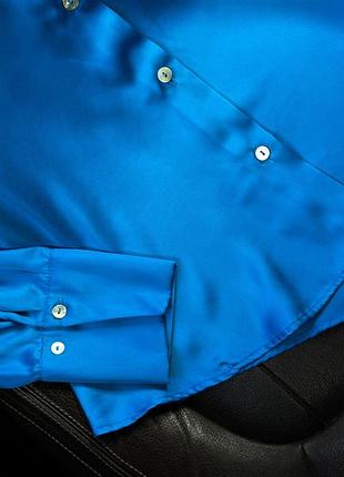 Сатинова синя блузка zara 5