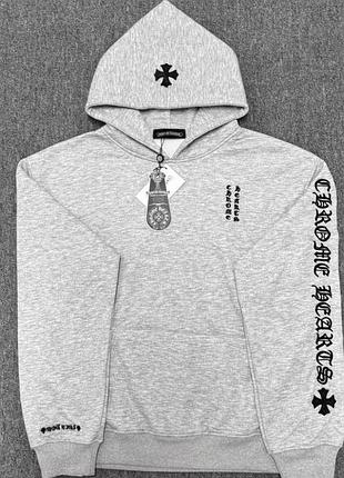 Худі чоловіче chrome hearts сіре з принтом