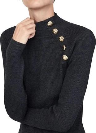 Серый плотный свитер в рубчик zara #4845