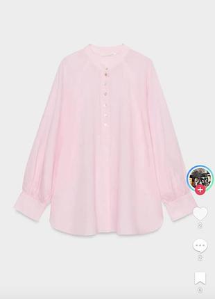 Жіноча лляна сорочка zara рожева