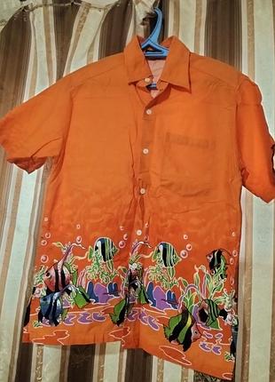 Яскрава гавайська сорочка з рибками original clothing (розмір s)