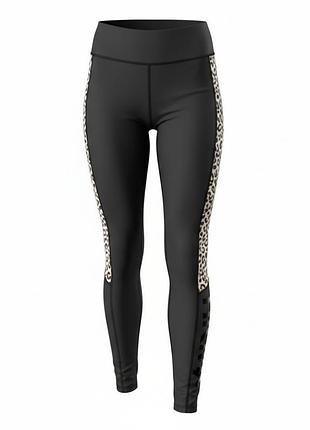 Спортивные лосины hunkemöller sport черные с леопардовыми вставками, 140–160 см