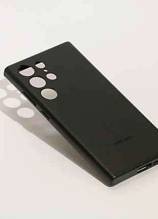 Кожаный чехол leather case для samsung galaxy s23 ultra (sm-s918), черный (black) накладка из фактурной экокожи с микрофиброй