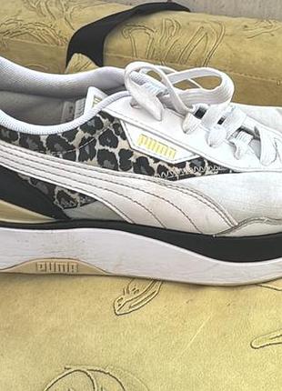 Кросівки жіночі puma білі з леопардовим принтом