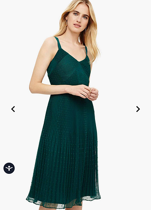 Зелёное, шифоновое платье миди в мелкое плиссе phase eight