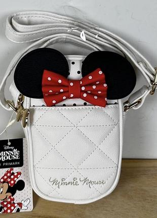 Стьобана сумочка для дівчаток minnie mouse білий маленький зі штучної шкіри, можна використовувати як сумку для телефону