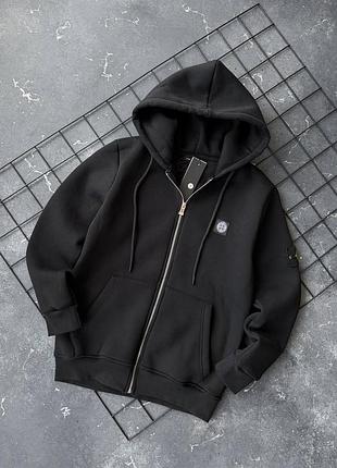 Мужская теплая зоп худи stone island флис
