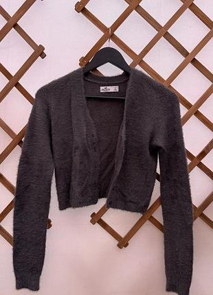 Пухнастий сірий кардиган hollister s