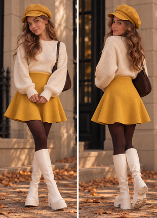 Женская трикотажная мини-юбка а-силуэта zara knit, s