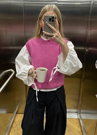 Ликвидация товара!!️ розовая вязаная жилетка