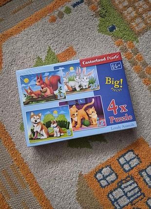 Габір дитячих пазлів castorland 4 в 1 «lovely animals» (звірі) виробництва польщі