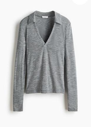 Новий светр лонгслів вовняний 100% вовна сірий h&amp;m premium