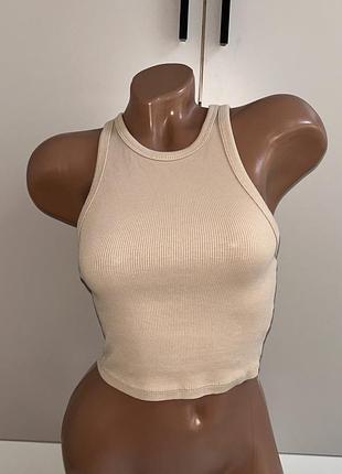 Бежева майка в рубчик бежевая майка в рубчик бренда zara s-m