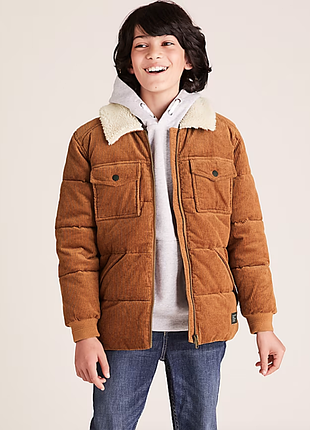 Тепла зимова вельветова куртка на штучній овчині stormwear, від marks&amp;spenser. 146 сост. нової