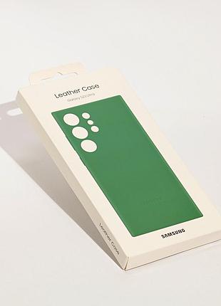 Кожаный чехол leather case для samsung galaxy s23 ultra (sm-s918), зеленый (green) — защитная накладка из текстурированной экокожи