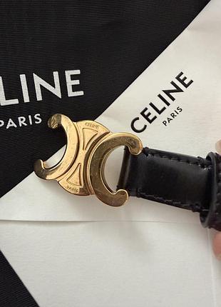 Ремінь жіночий celine чорний шкіряний