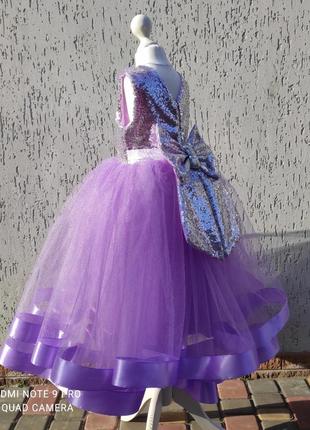 Выпускное платье из сада платье детское на день рождения с пайеткой и фатином лавандовая4 фото