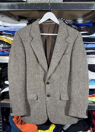 Harris tweed x st. michael made in uk wool brown blazer m size