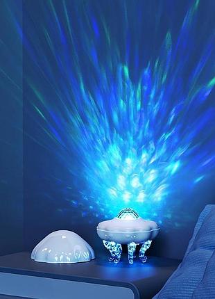 Проєктор jellyfish lamp з bluetooth і білим шумом — нічник з ефектом хвиль.