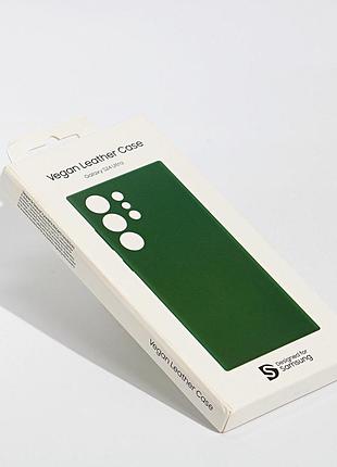 Шкіряний чохол vegan leather case для samsung galaxy s24 ultra, зелений (dark green)