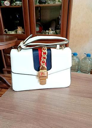 Сумка жіноча в стилі gucci біла